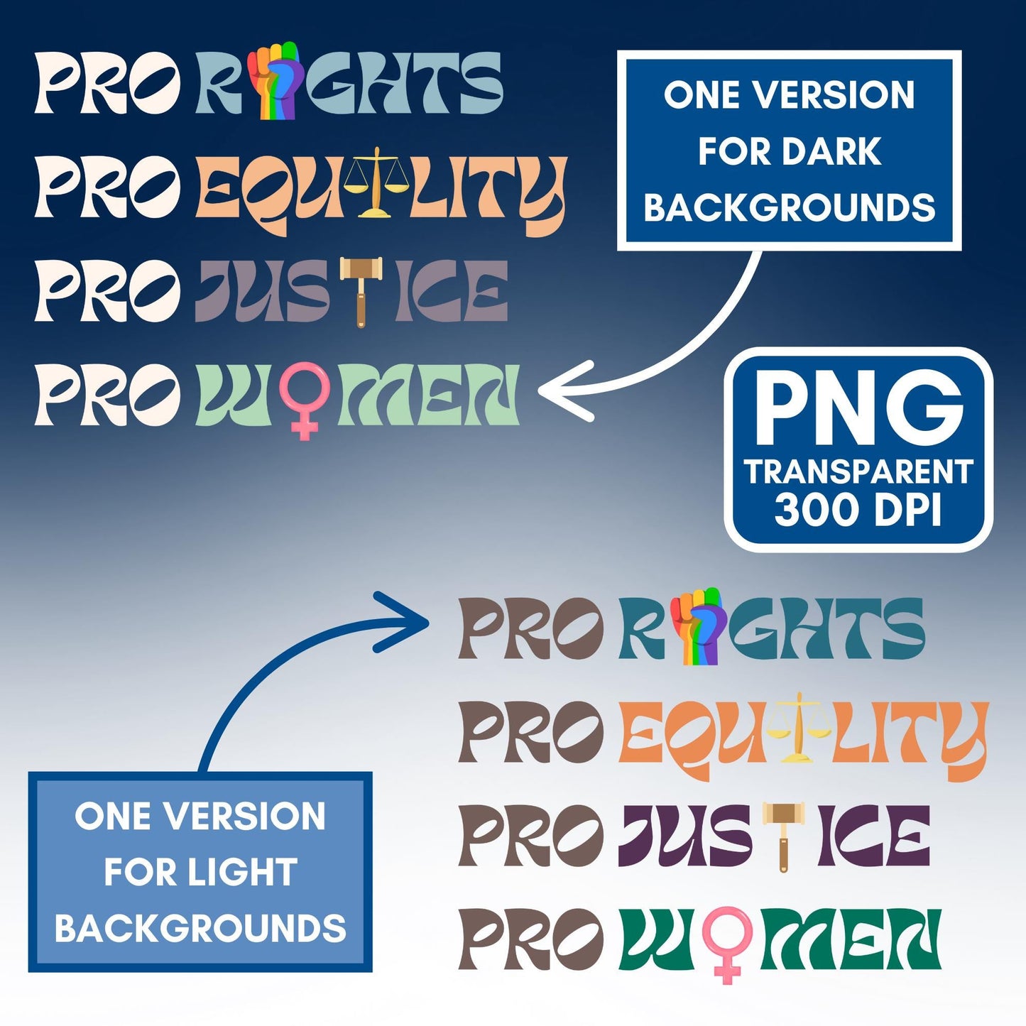 Democratic Activism Clipart Pack | Racial Equality, LGBTQIA Pride, Women's Rights (Digital Download)