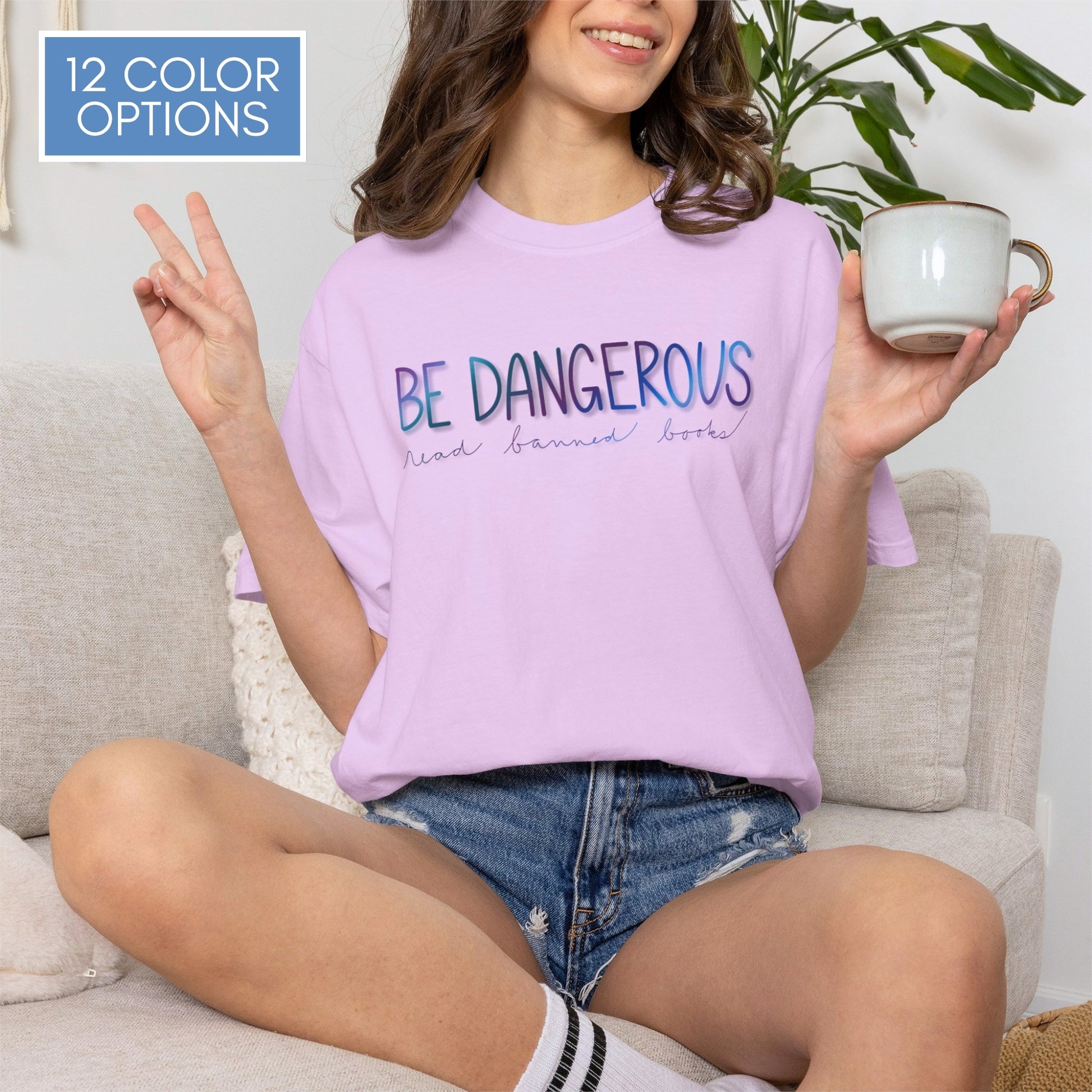 be-dangerous-read-banned-books-unisex-tshirt-colorful-literary-graphic-tee-bookish-apparel-comfort-colors