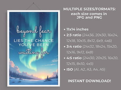 Mental Health Emotional Support Printable Wall Art | "Beyond Fear" Poster (Digital Download)