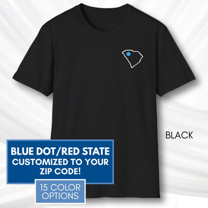 blue-dot-red-state-custom-unisex-tee-shirt-tshirt-democratic-activist-apparel-black