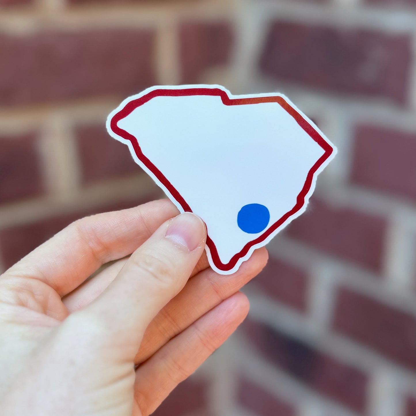 blue-dot-red-state-glossy-vinyl-sticker-indoor-outdoor-decal-charleston-south-carolina-democratic-activist-laptop-water-bottle-decor