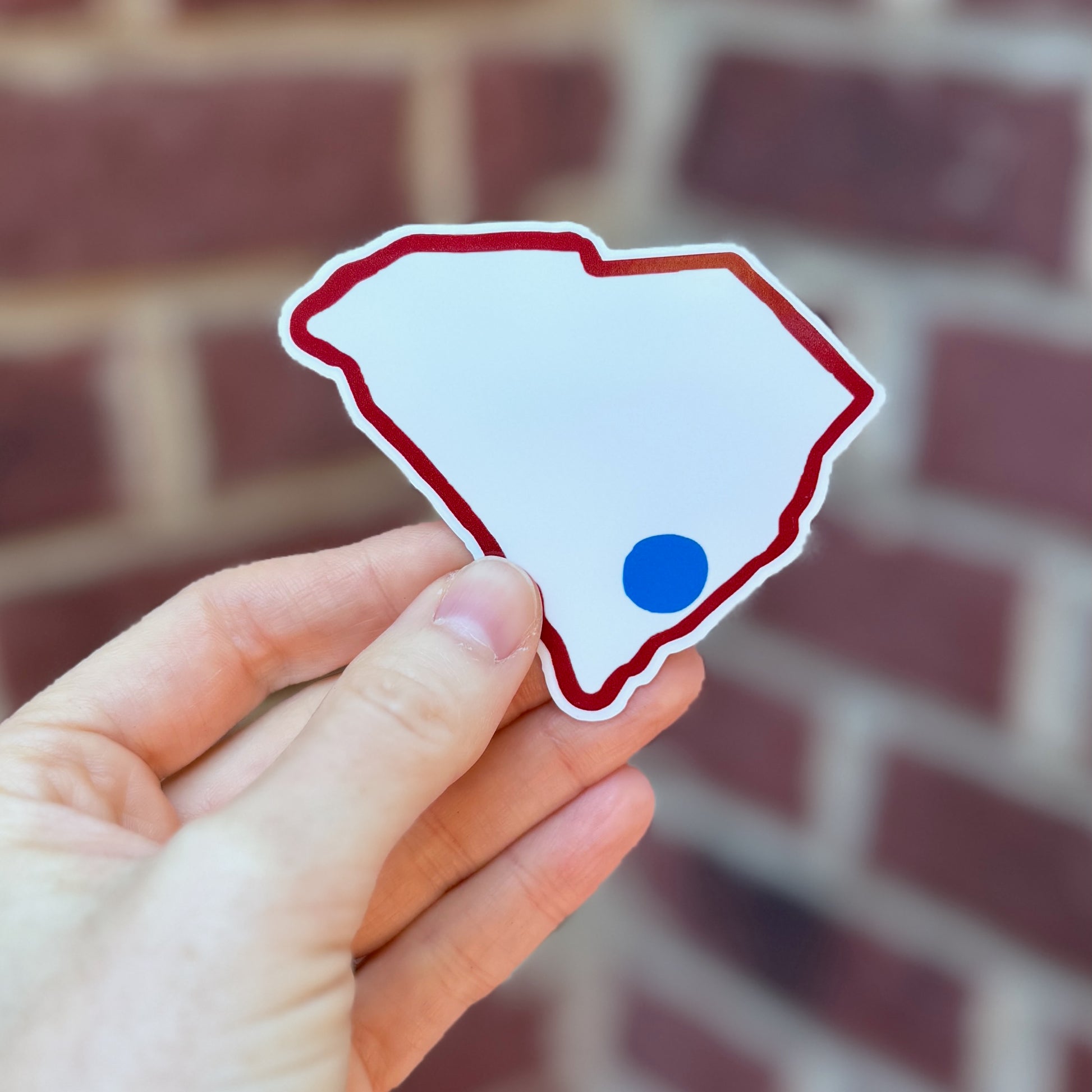 blue-dot-red-state-glossy-vinyl-sticker-indoor-outdoor-decal-charleston-south-carolina-democratic-activist-laptop-water-bottle-decor