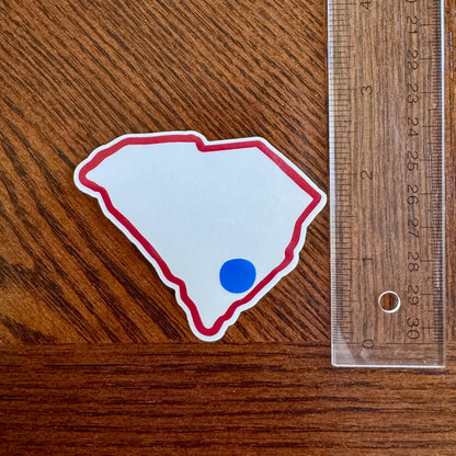 blue-dot-red-state-glossy-vinyl-sticker-indoor-outdoor-decal-charleston-south-carolina-democratic-activist-laptop-water-bottle-decor