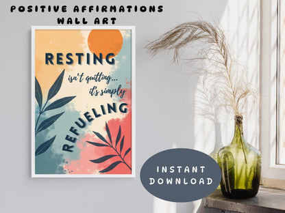 Encouragement Wall Art | Mental Health Poster - Resting Isn't Quitting (Digital Download)