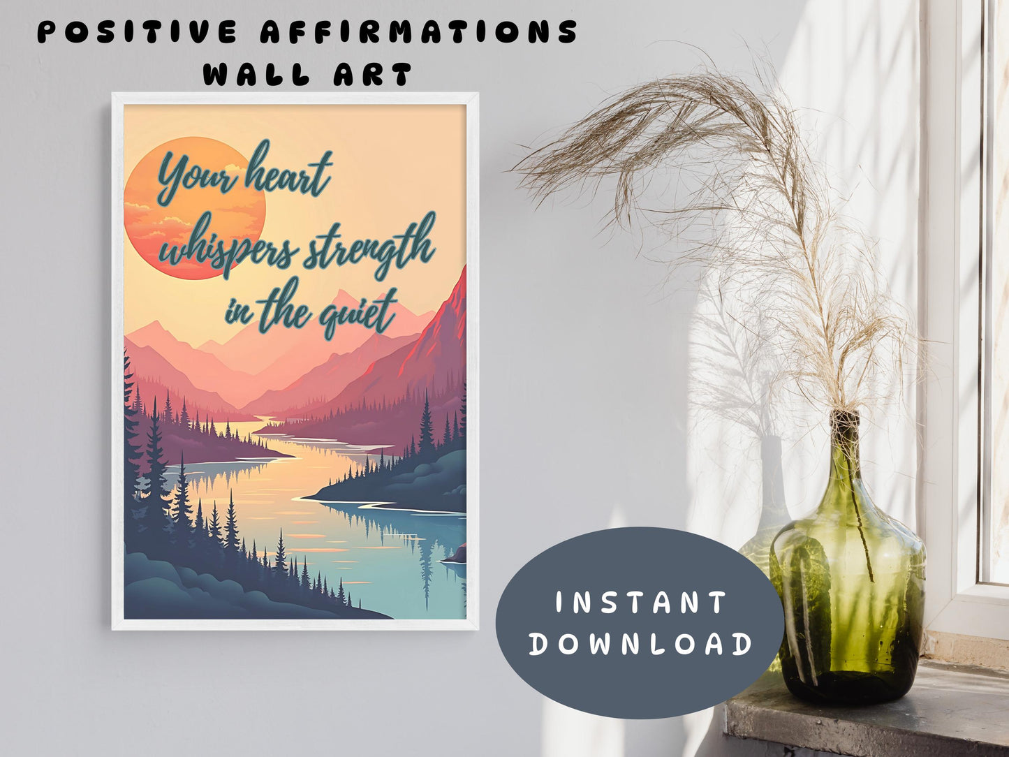 Calming Corner Mental Health Poster | Encouragement Wall Art - Quiet Strength (Digital Download)