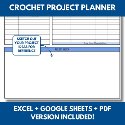 Crochet Pattern Project Planner | PDF, Excel & Google Sheets (Digital Download)