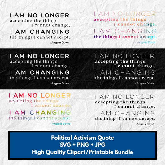 Angela Davis Quote Clipart Bundle | Be the Change Political Activism (Digital Download)