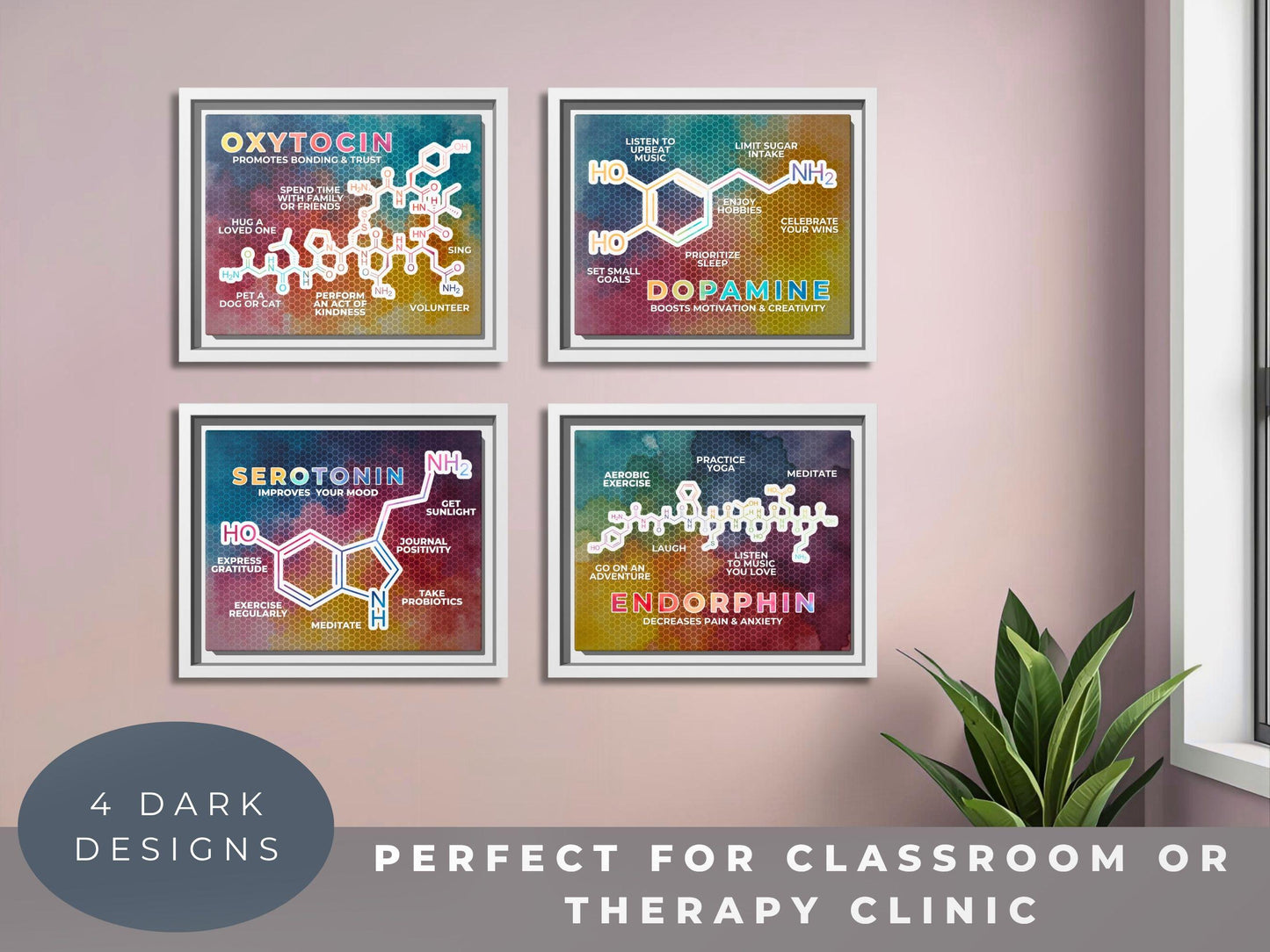 Happy Chemicals Printable Posters | Mental Health Chemistry Wall Art (Digital Download)
