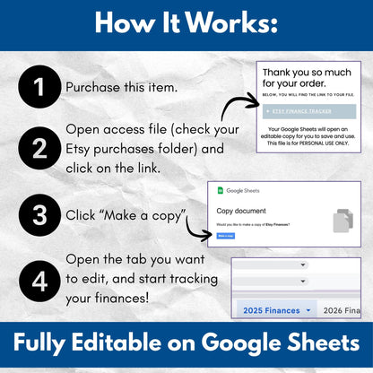 Etsy Seller Finance Tracker | Google Sheets Template - Fully Editable (Digital Download)