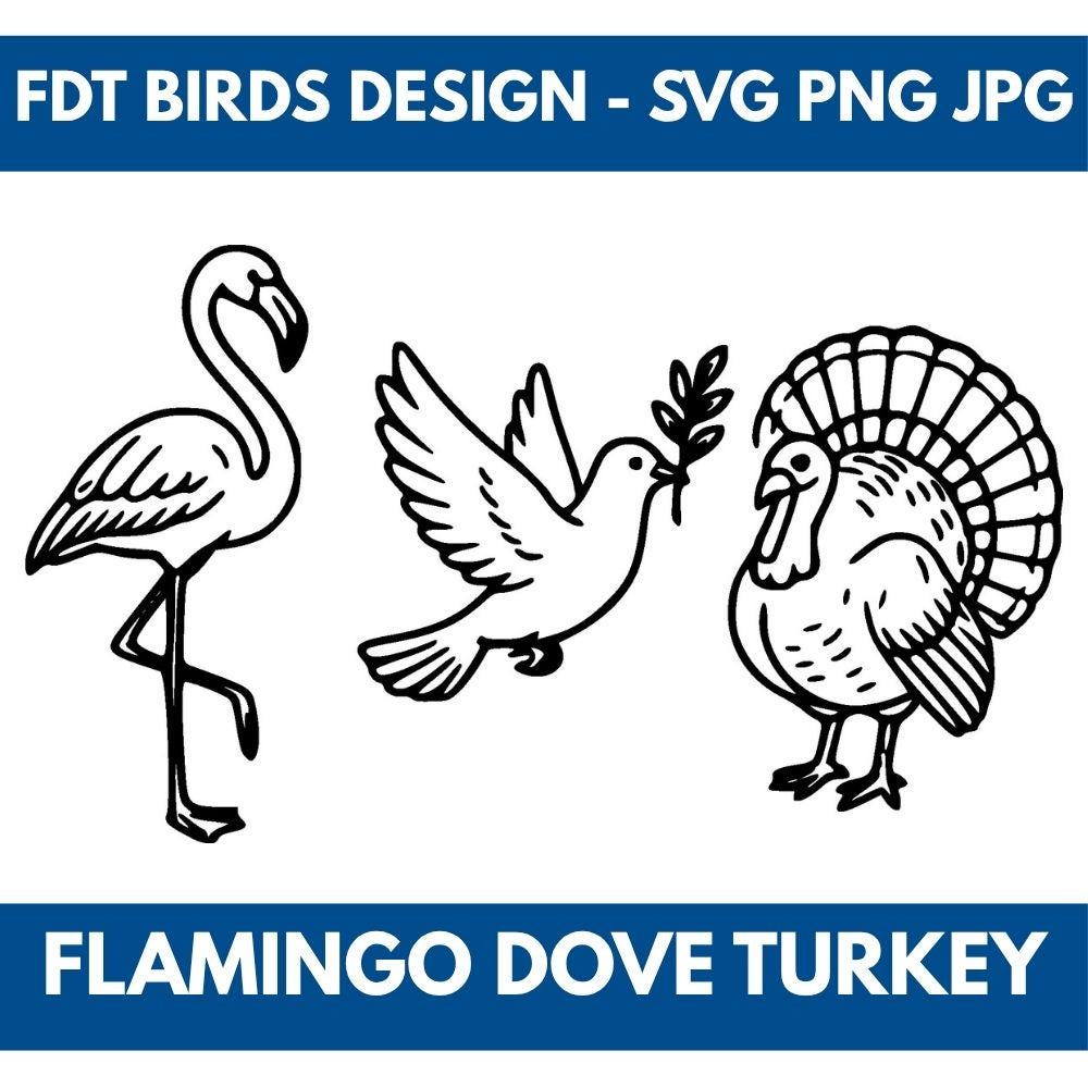 Subtle FDT Birds Clipart | Flamingo Dove Turkey, Political Activism (Digital Download)