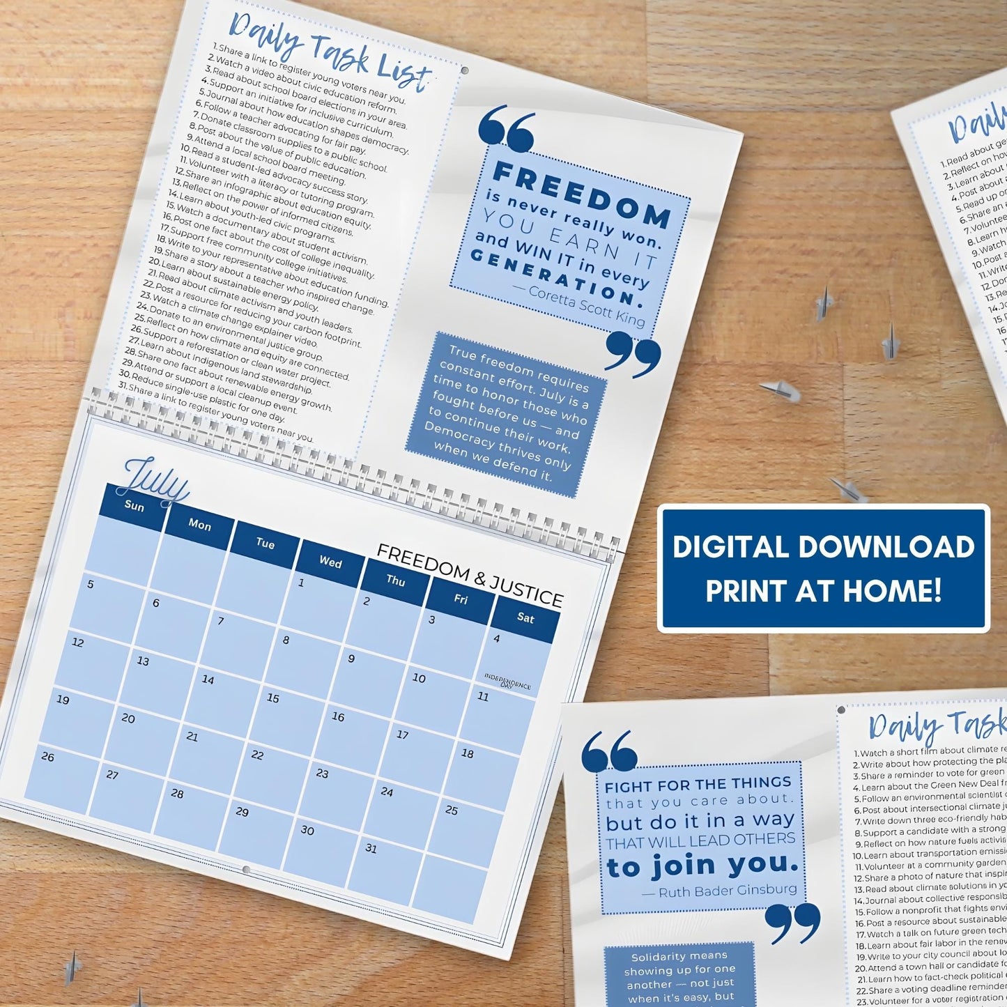 Political Activism 2026 Wall Calendar | 365 Days of Action (8.5x11 PDF, Digital Download)