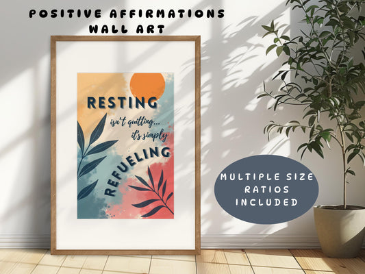 Encouragement Wall Art | Mental Health Poster - Resting Isn't Quitting (Digital Download)