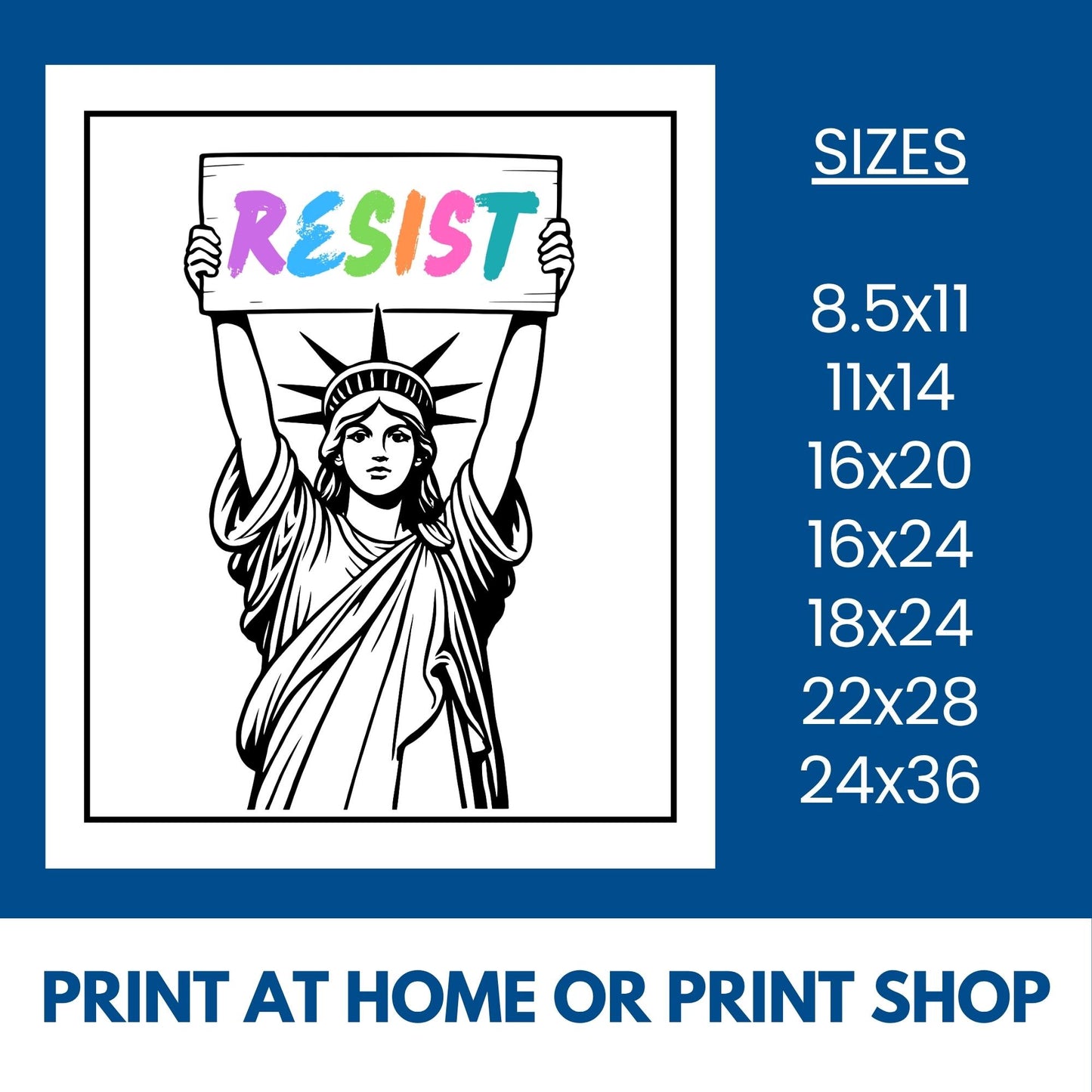 Statue of Liberty Printable Protest Sign | Resist, Vote, Political Wall Art (Digital Download)