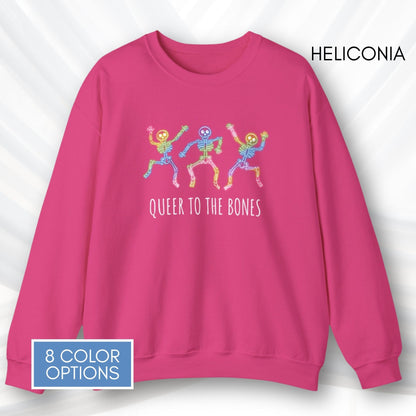 dancing-rainbow-skeletons-unisex-crewneck-halloween-lgbtq-activism-sweatshirt-hand-drawn-art-heliconia