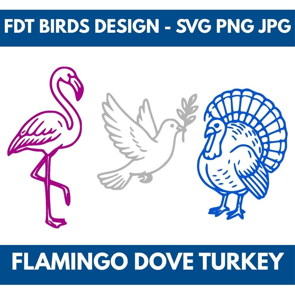Subtle FDT Birds Clipart | Flamingo Dove Turkey, Political Activism (Digital Download)