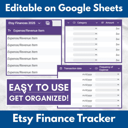 Etsy Seller Finance Tracker | Google Sheets Template - Fully Editable (Digital Download)