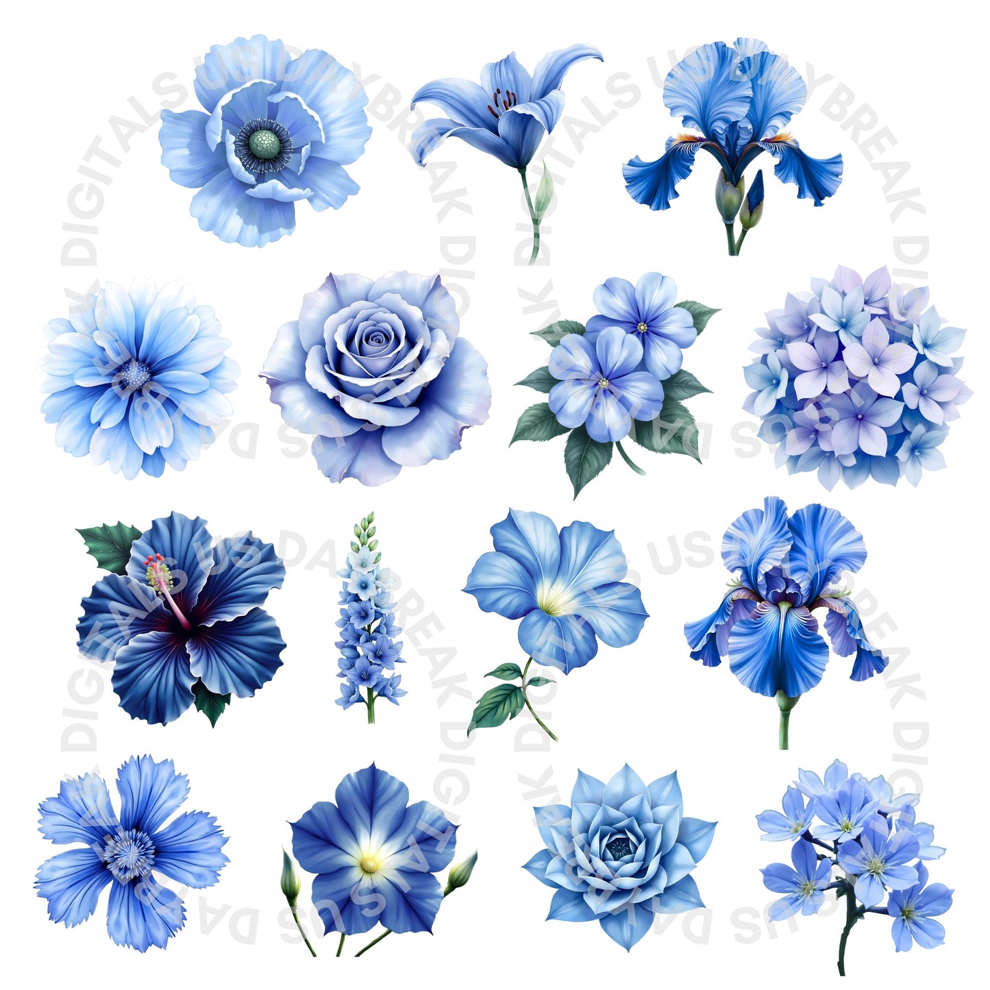 Watercolor Flowers Clipart Bundle | 105 Rainbow Floral Images (Digital Download, PNG, JPG)