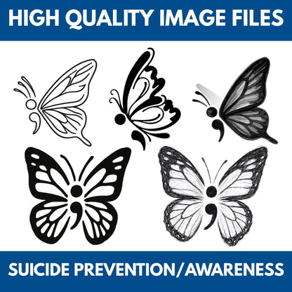 Semi-Colon Clipart Bundle | Suicide Prevention & Mental Health Awareness (Digital Download, SVG, PNG, JPG)