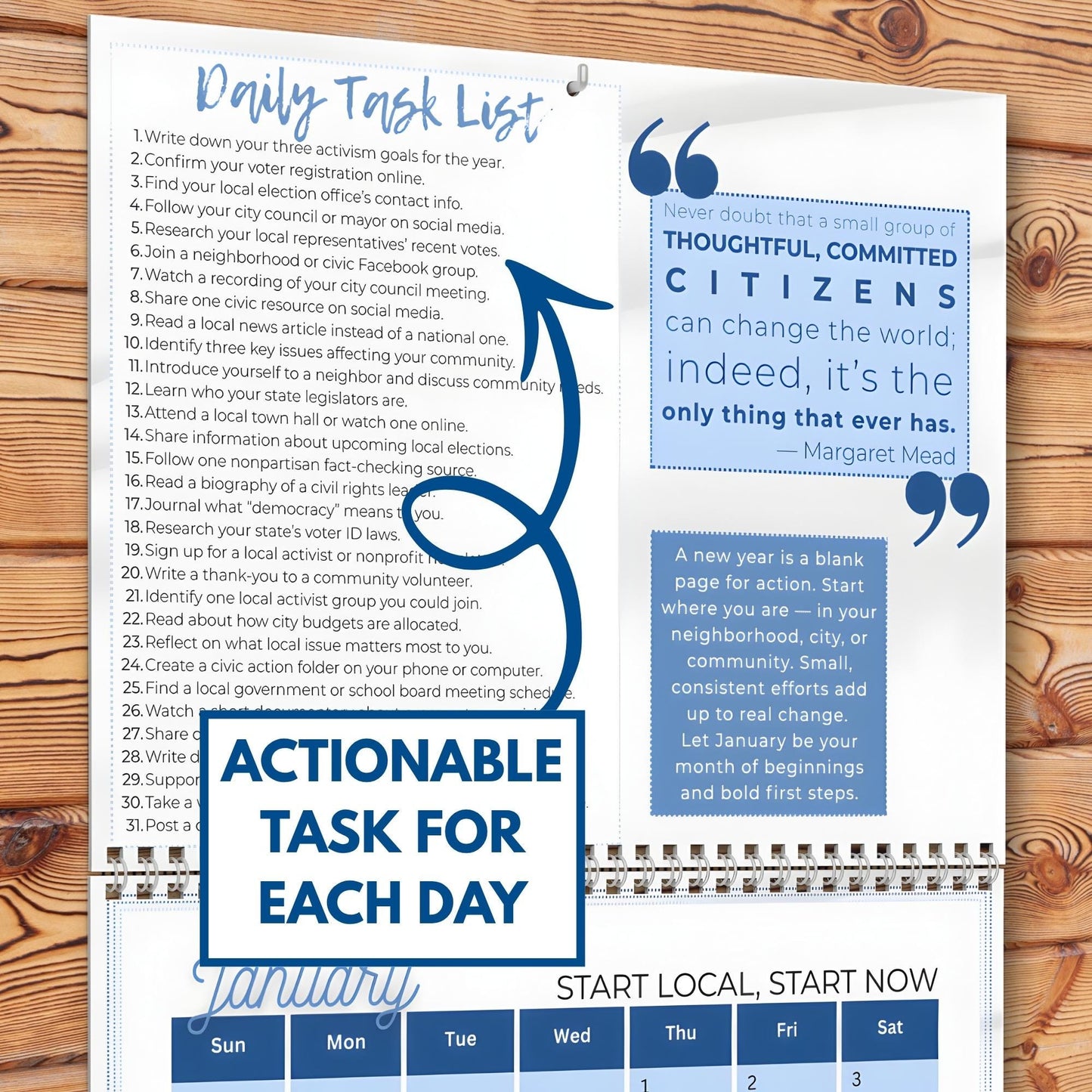 Political Activism 2026 Wall Calendar | 365 Days of Action (8.5x11 PDF, Digital Download)