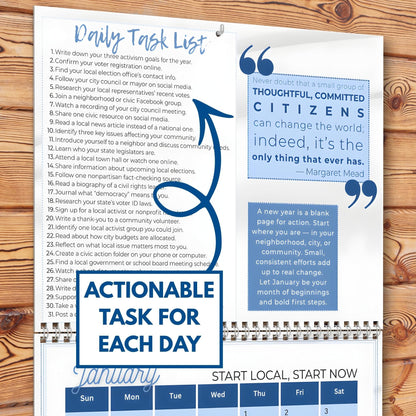 Political Activism 2026 Wall Calendar | 365 Days of Action (8.5x11 PDF, Digital Download)
