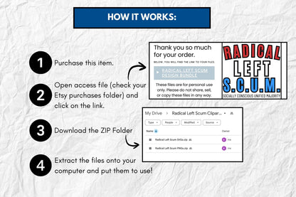 Radical Left Scum Design Bundle | RLS Progressive Leftist Political Clipart Collection (Digital Download)