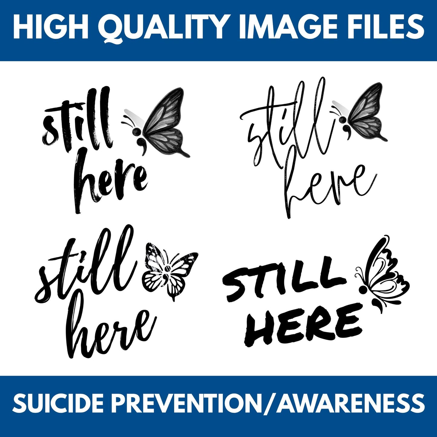 Semi-Colon Clipart Bundle | Suicide Prevention & Mental Health Awareness (Digital Download, SVG, PNG, JPG)