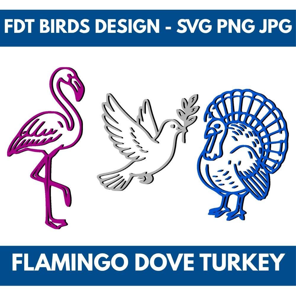 Subtle FDT Birds Clipart | Flamingo Dove Turkey, Political Activism (Digital Download)