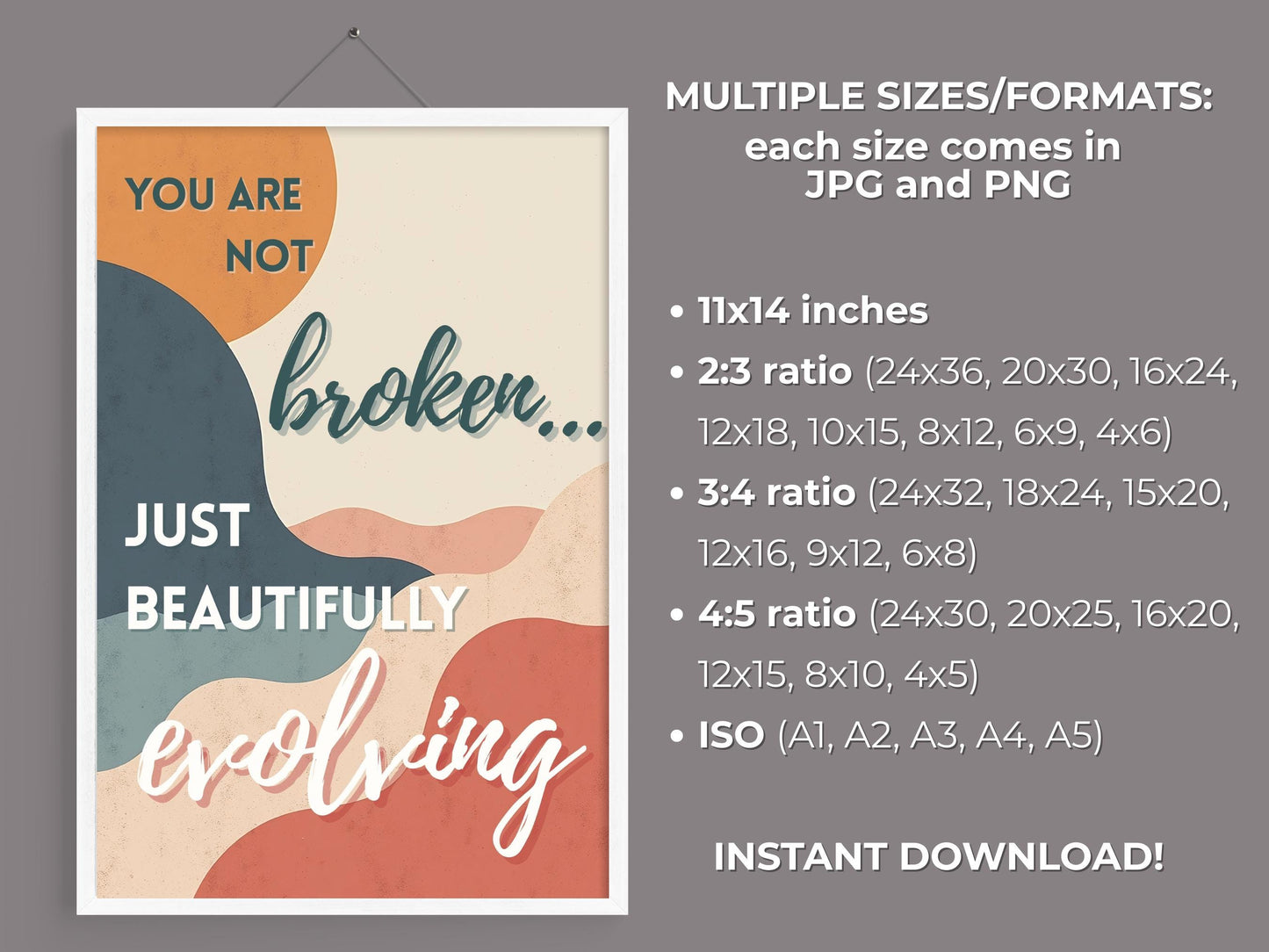 Positive Self Talk Wall Art | You Are Not Broken Poster (Digital Download)