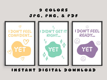 Power of Yet Wall Art | Growth Mindset & Social Emotional Learning Print Set (Digital Download)