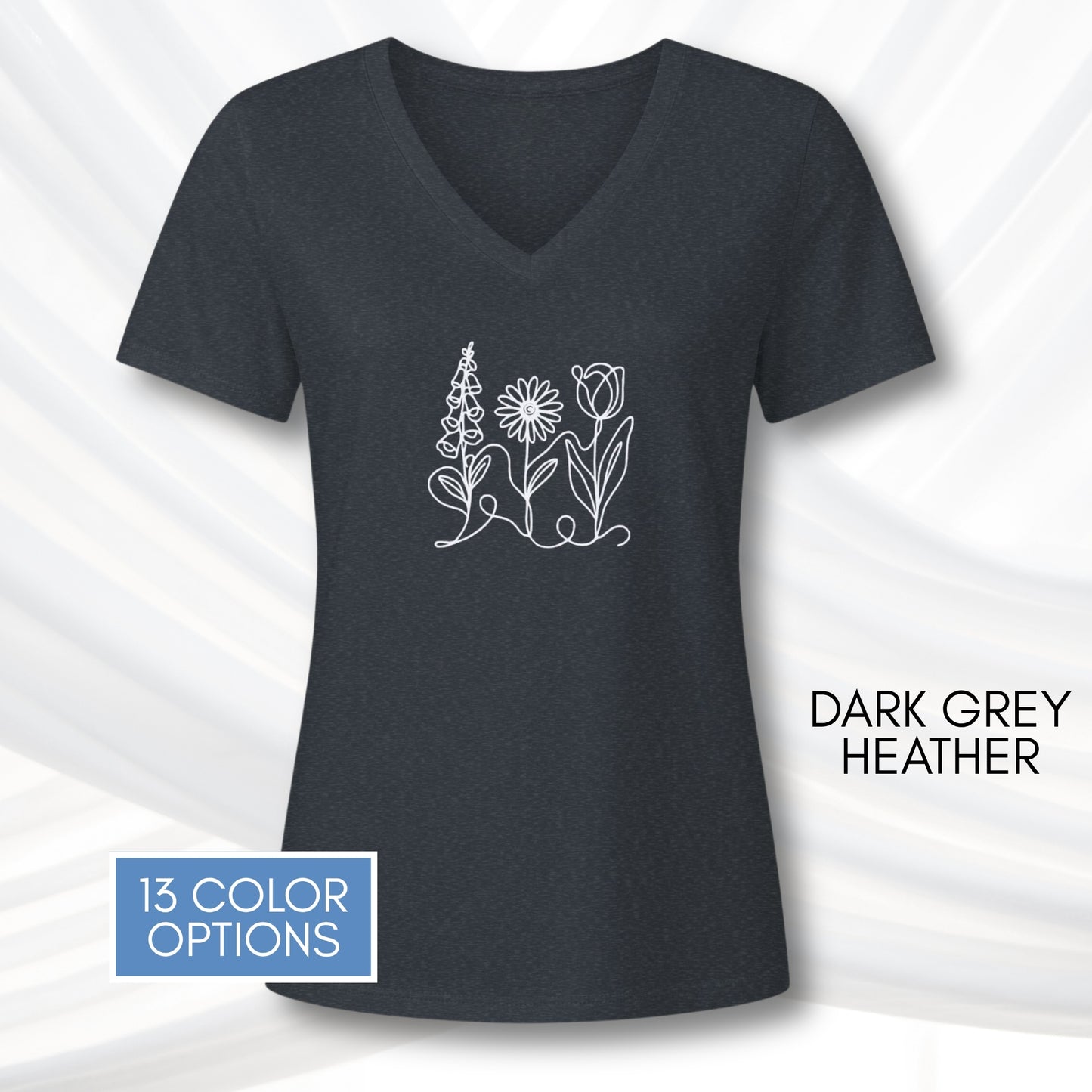 foxglove-daisy-tulip-ladies-bella-canvas-vneck-tshirt-womens-fit-subtle-fdt-flowers-tee-dark-grey-heather