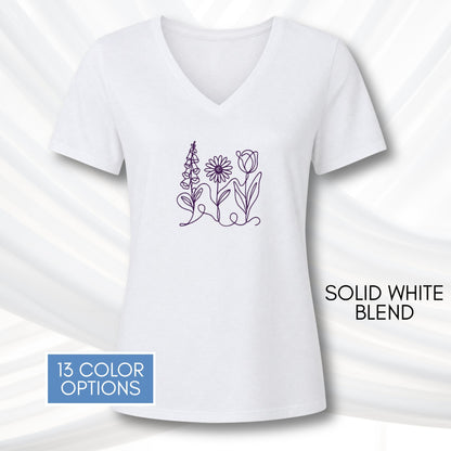 foxglove-daisy-tulip-ladies-bella-canvas-vneck-tshirt-womens-fit-subtle-fdt-flowers-tee-solid-white-blend