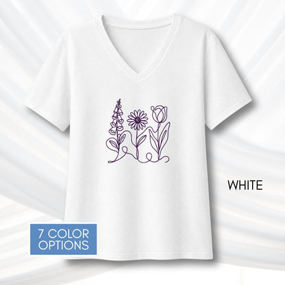 foxglove-daisy-tulip-ladies-bella-canvas-vneck-tshirt-womens-fit-subtle-fdt-flowers-tee-white