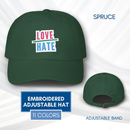 love-over-hate-embroidered-adjustable-dad-hat-baseball-cap