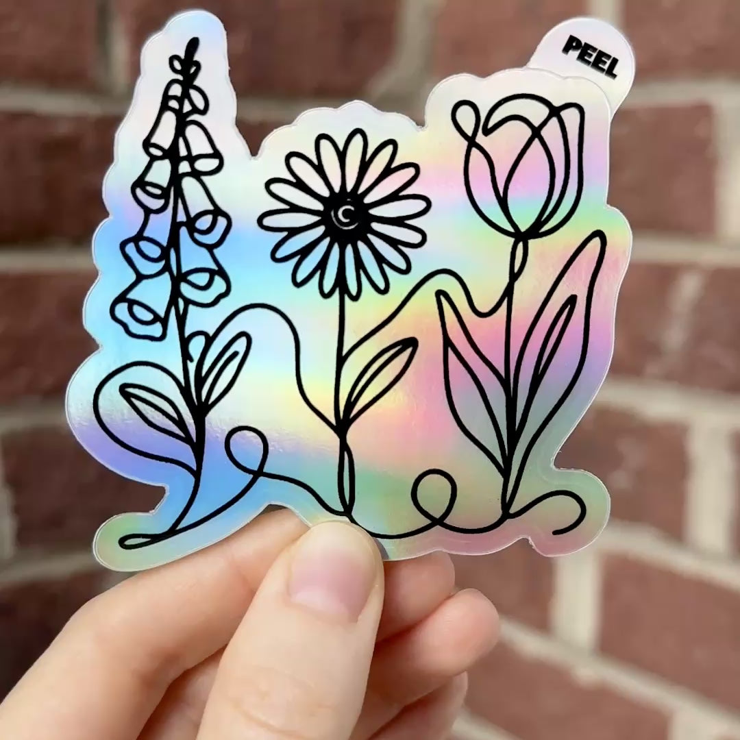 foxglove-daisy-tulip-subtle-fdt-flowers-glossy-indoor-outdoor-vinyl-sticker-3-pack-holographic-video