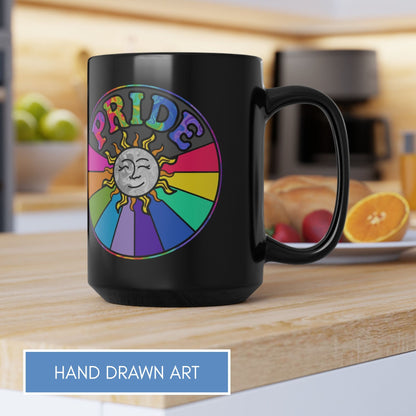 retro-rainbow-pride-hand-drawn-art-lgbtq-coffee-mug-personalizable-be-proud-of-who-you-are-15-ounce-black