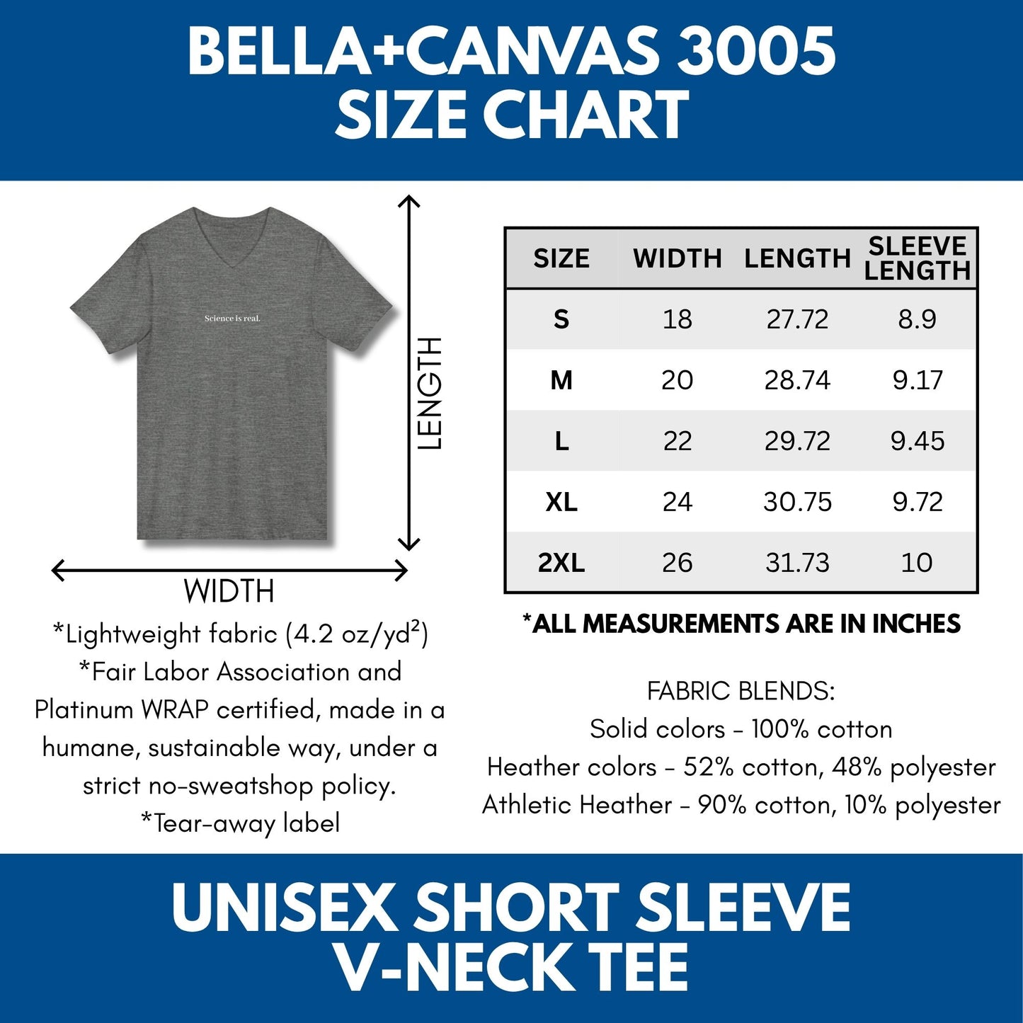 science-is-real-unisex-v-neck-tee-short-sleeve-activism-tshirt-size-chart