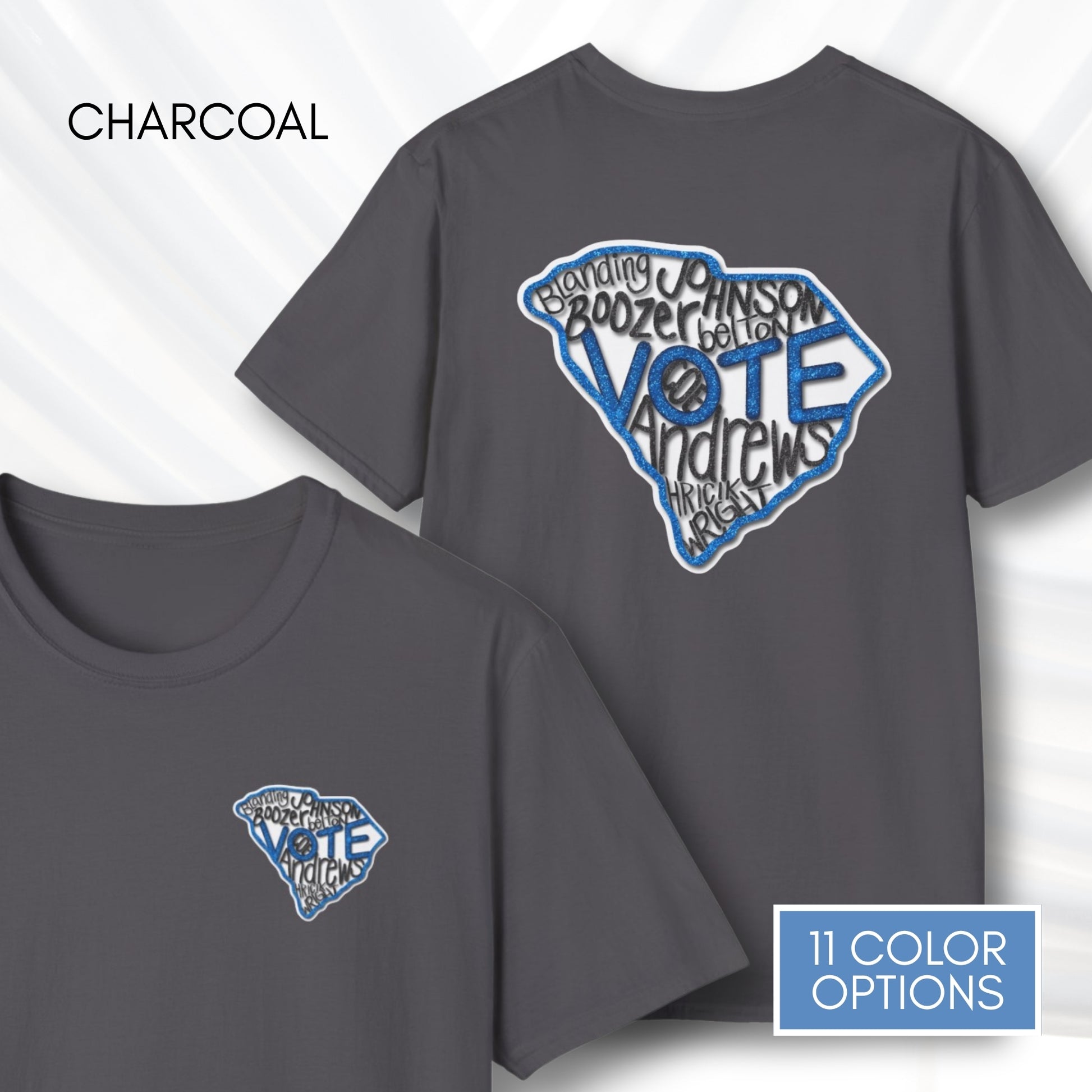 south-carolina-votes-blue-2026-democratic-candidate-unisex-tshirt-sc-activist-campaign-tee-hand-drawn-art-annie-andrews-jermaine-johnson-charcoal
