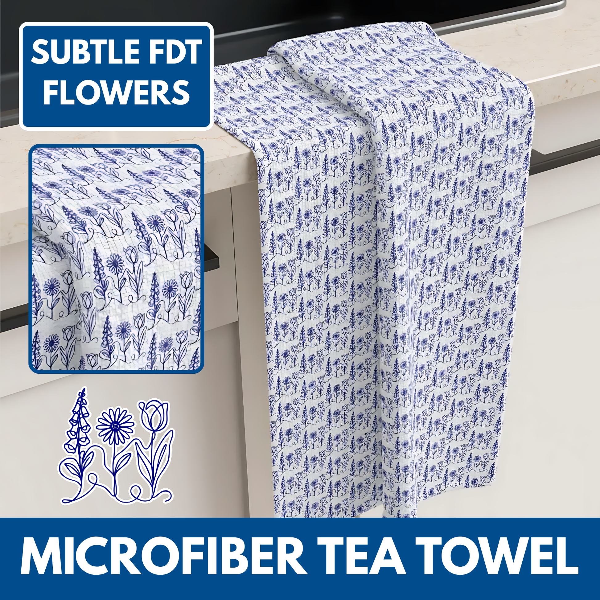subtle-fdt-flowers-microfiber-tea-towel-blue-and-white-floral-foxglove-daisy-tulip-anti-trump-anti-maga-kitchen-towel
